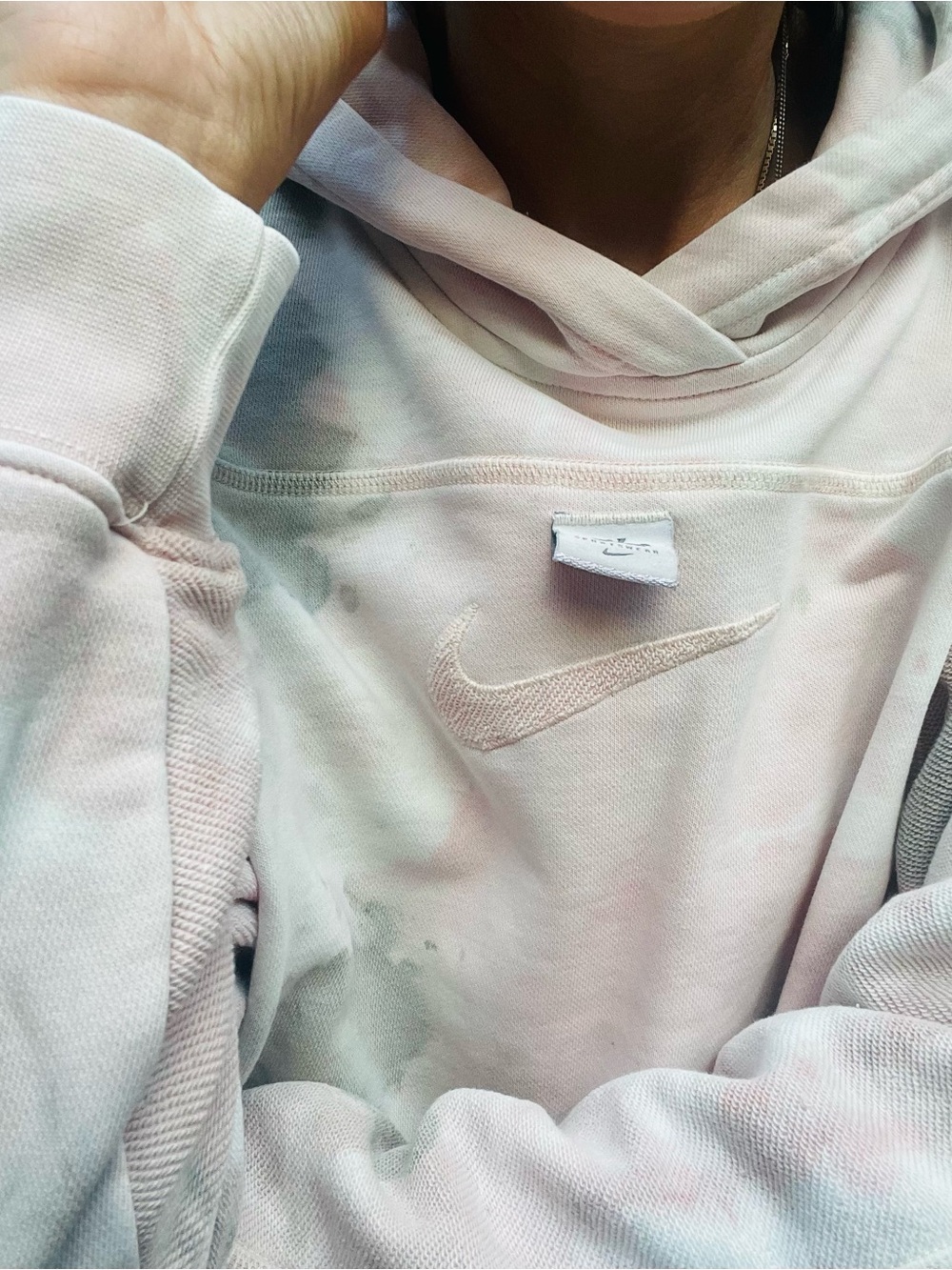 Nike Sportswear Women’s Oversized Cloud Tie-Dye Pullover Hoodie Pink /Grey Small